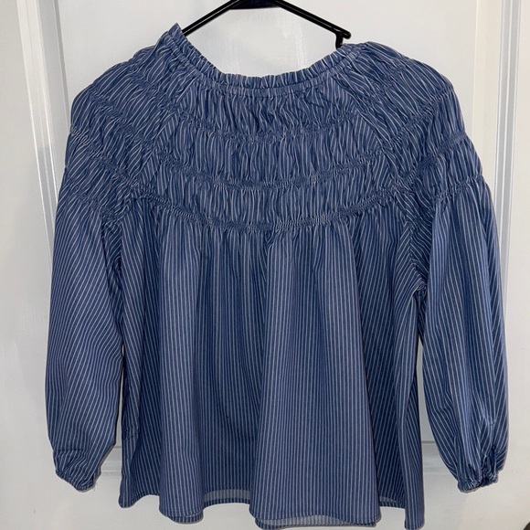 Ann Taylor Navy Striped Blouse - Picture 2 of 2